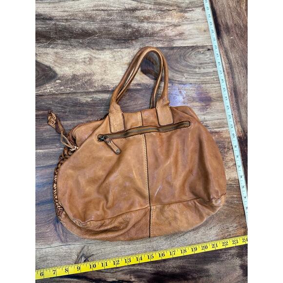 Vintage Women's Brown Woven Leather Purse Italy Satchel Hand Bag - Picture 2 of 8